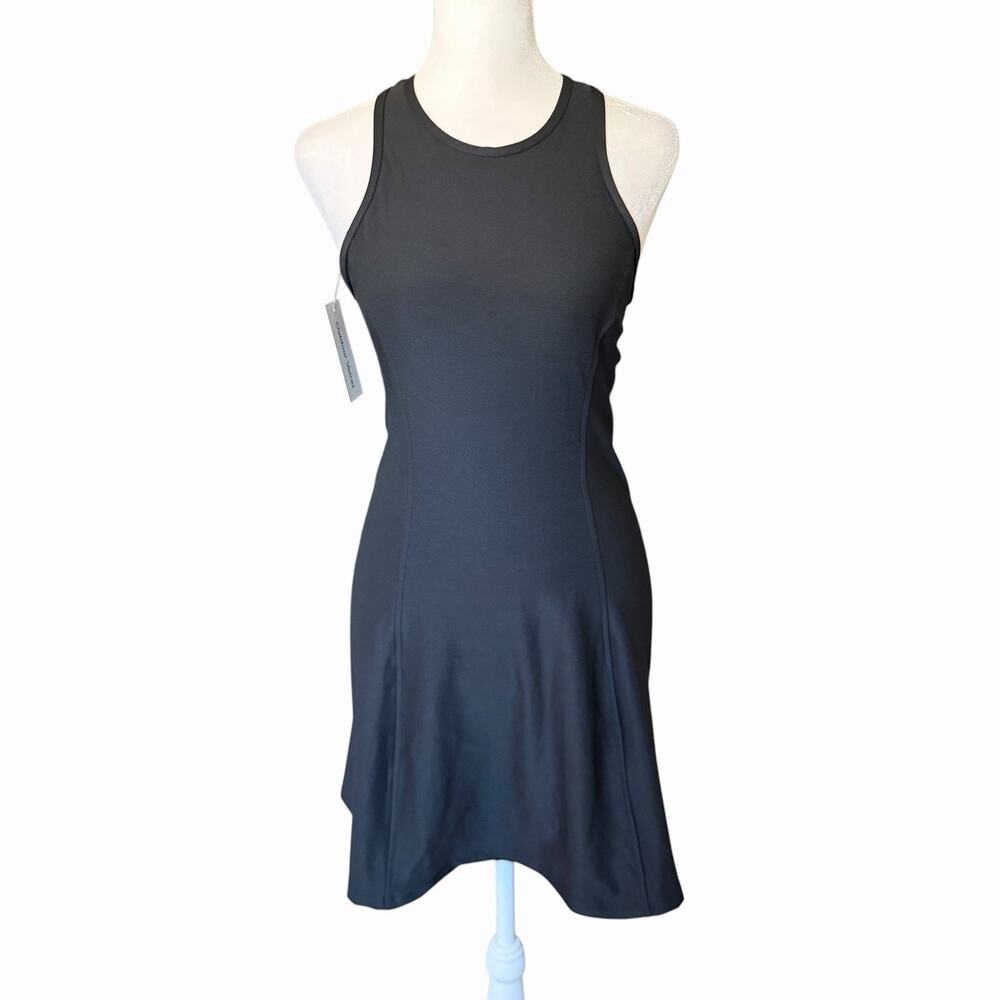 NWT Outdoor Voices Womens Small Athena Dress Black Solid High Neck Racerback